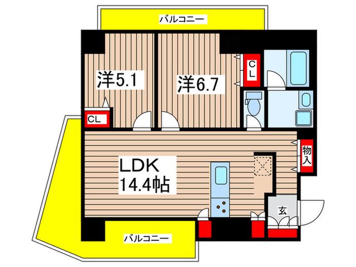 プロスペクト清澄庭園(2LDK/7階)の間取り写真