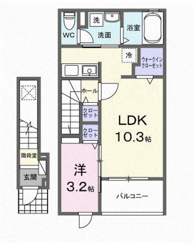 エレシエル(1LDK/2階)の間取り写真