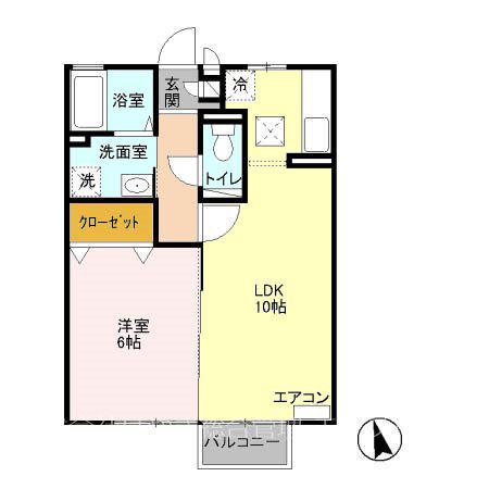 甲府南プレジオA棟(1LDK/1階)の間取り写真