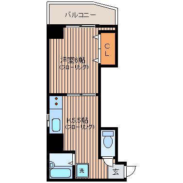 クレール隅田公園(1DK/2階)の間取り写真