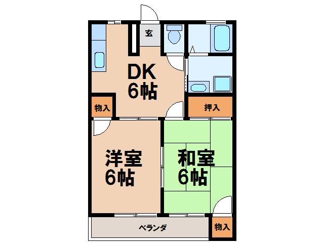 コーポみどり 2(2DK/1階)の間取り写真
