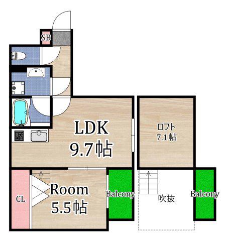 ノイヴェル大宮(1LDK/3階)の間取り写真