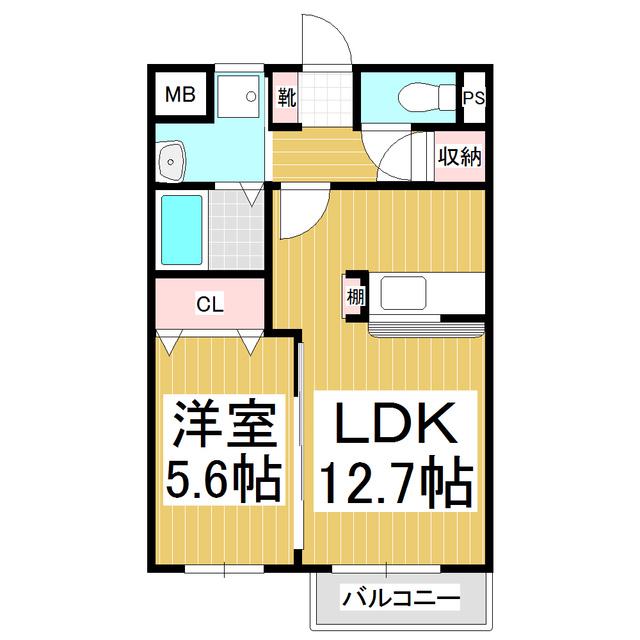 グリーンハイツ片桐(1LDK/1階)の間取り写真