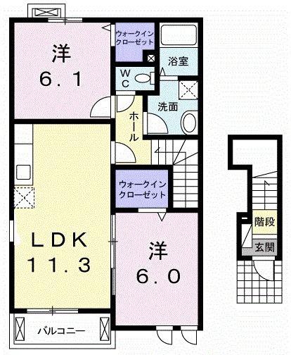 プランド-ルC(2LDK/2階)の間取り写真