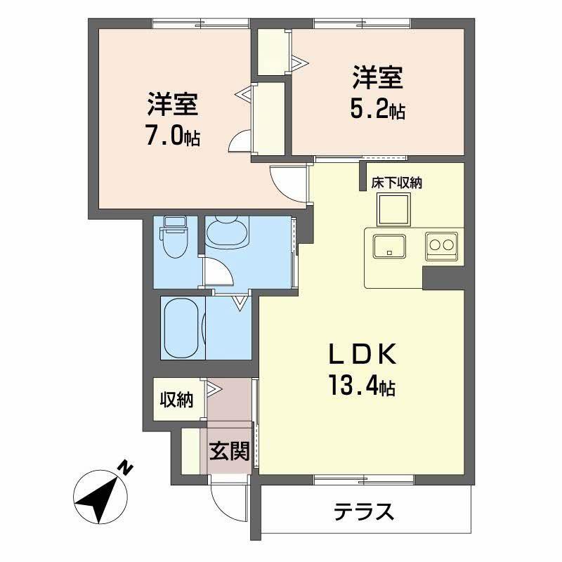 シャーメゾン泉陽 A棟(2LDK/1階)の間取り写真