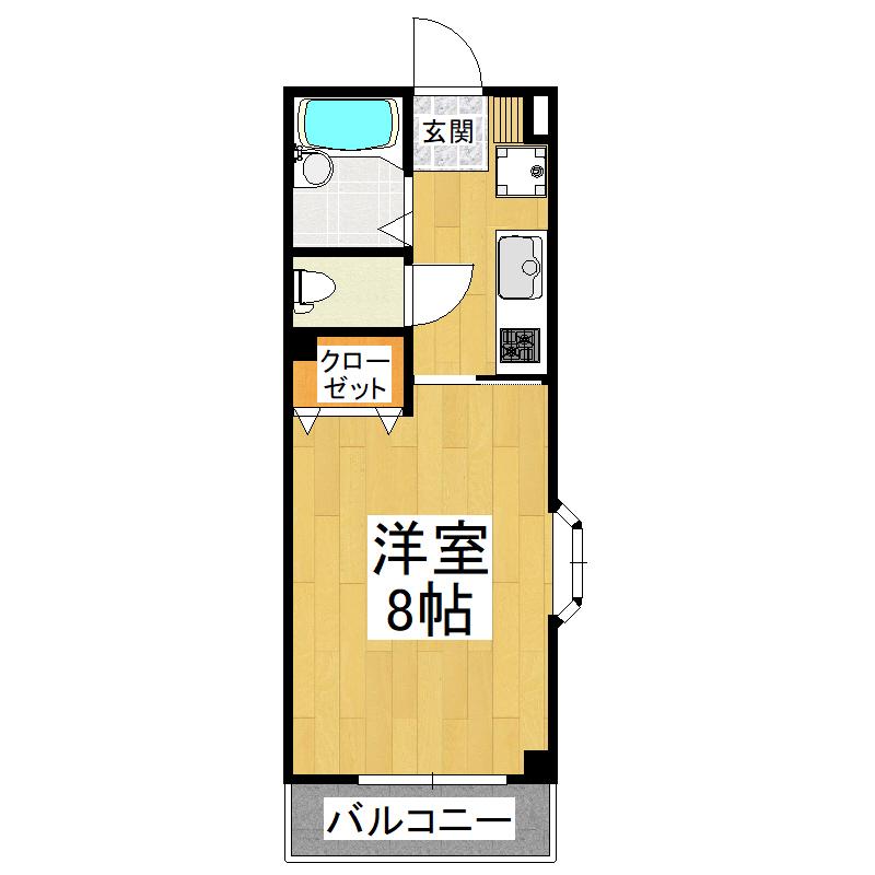 フォレストインサイドI(1K/2階)の間取り写真