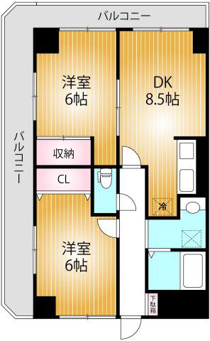 COMODO AMAJI(2DK/2階)の間取り写真