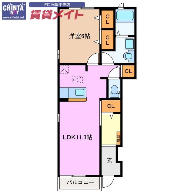 サンライフ・インIIB棟(1LDK/1階)の間取り写真