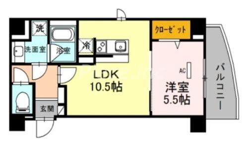 フェリシエ安堂寺(1LDK/2階)の間取り写真