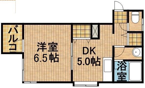 半田ビレッジ9号棟(1DK/2階)の間取り写真