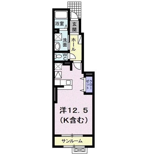 アヴェニールI(ワンルーム/1階)の間取り写真