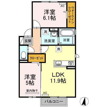 メインステイ(2LDK/2階)の間取り写真