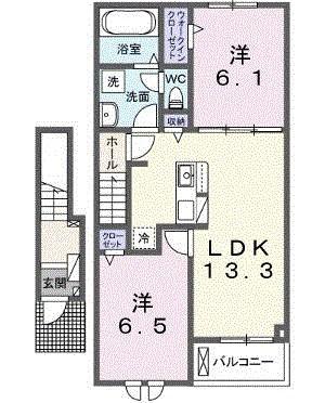 ノイエ ハイマート(2LDK/2階)の間取り写真