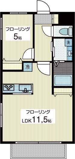 フォンテーヌA(1LDK/1階)の間取り写真
