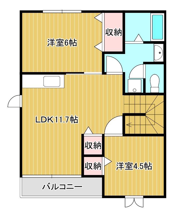 サンセール・石原A(2LDK/2階)の間取り写真
