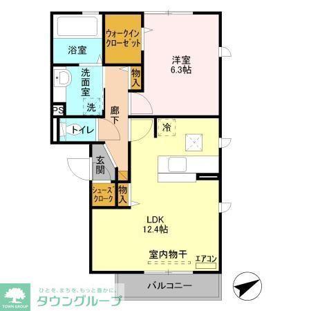 グラティア(1LDK/1階)の間取り写真