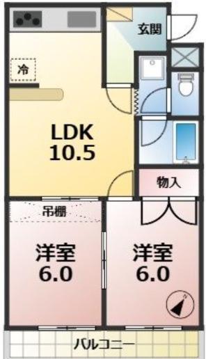 アーガスヒルズ55(2LDK/1階)の間取り写真