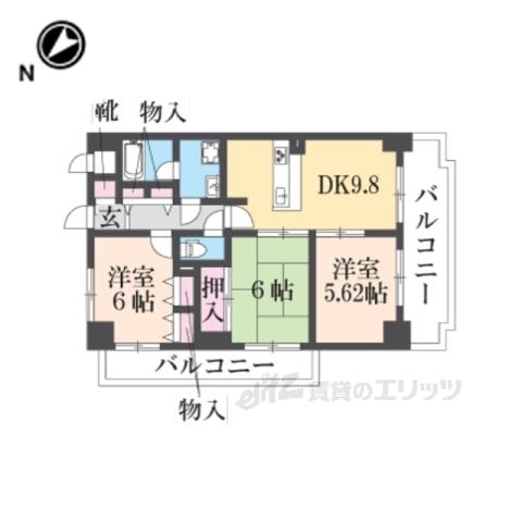 エール豊岡(3DK/8階)の間取り写真