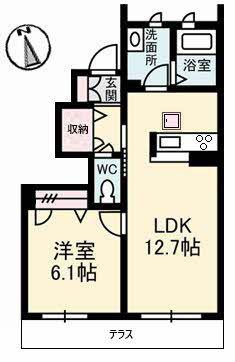 セレーナA棟(1LDK/1階)の間取り写真