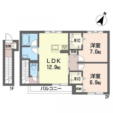 メゾン ココ(2LDK/2階)の間取り写真