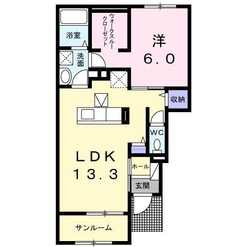 クロガネC(1LDK/1階)の間取り写真