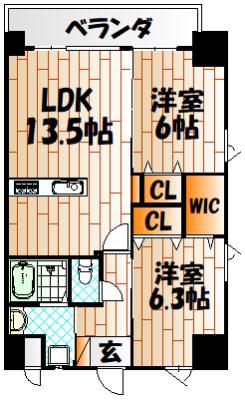 メディプラカーサ(2LDK/12階)の間取り写真