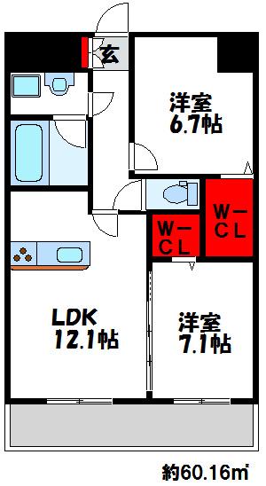 サンシャインフィールド美咲(2LDK/3階)の間取り写真