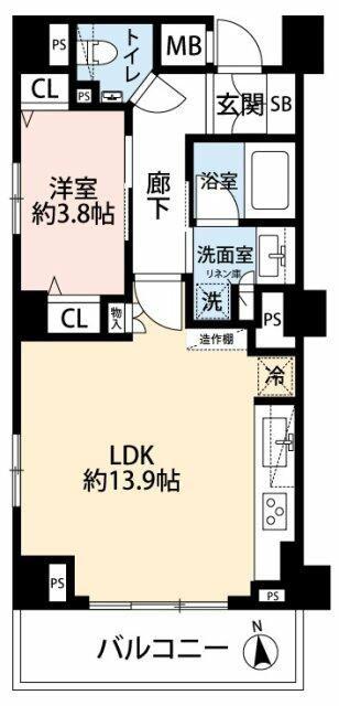 ディアスタ早稲田諏訪通(1LDK/6階)の間取り写真