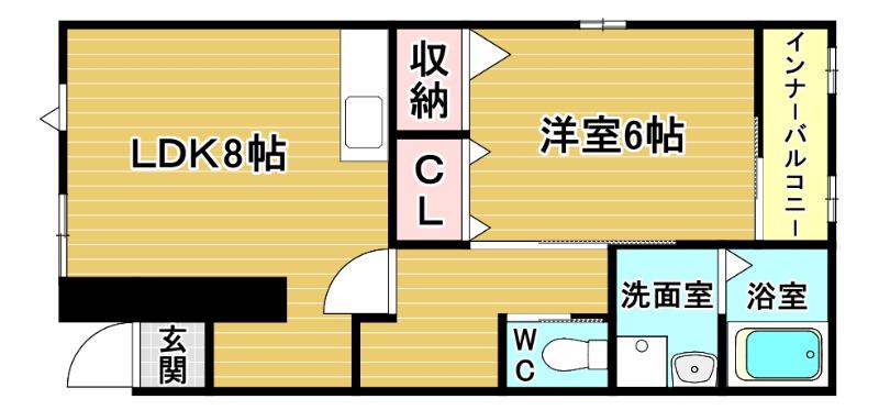 リバーハイツ(1LDK/2階)の間取り写真