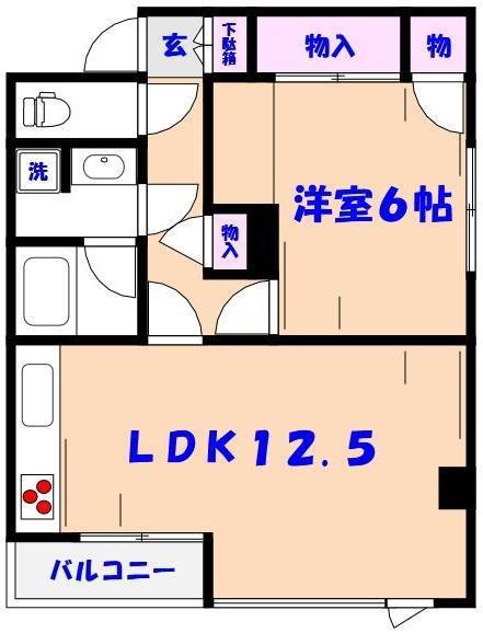 ナンカイ7(1LDK/4階)の間取り写真