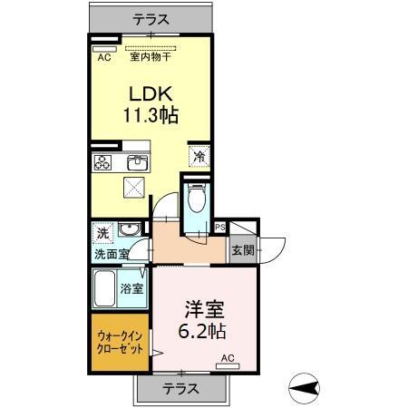 D-ROOMトラベシア(1LDK/1階)の間取り写真