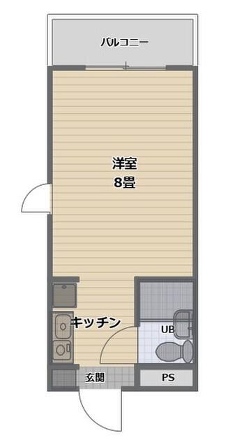 アーバンハイツ粟津(ワンルーム/3階)の間取り写真