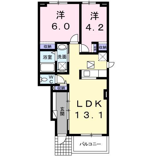 サニーコートヴィラ D(2LDK/1階)の間取り写真