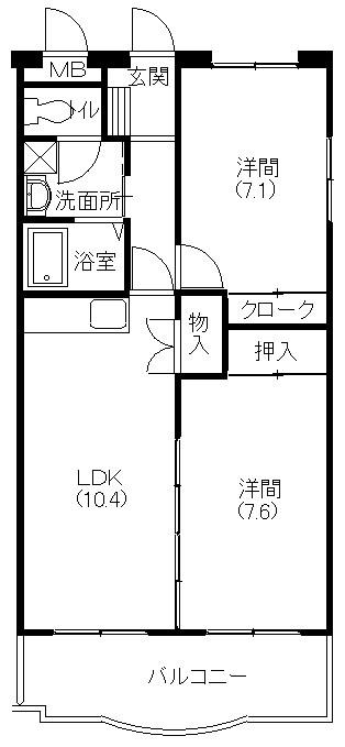 ディアコート布橋(2LDK/1階)の間取り写真