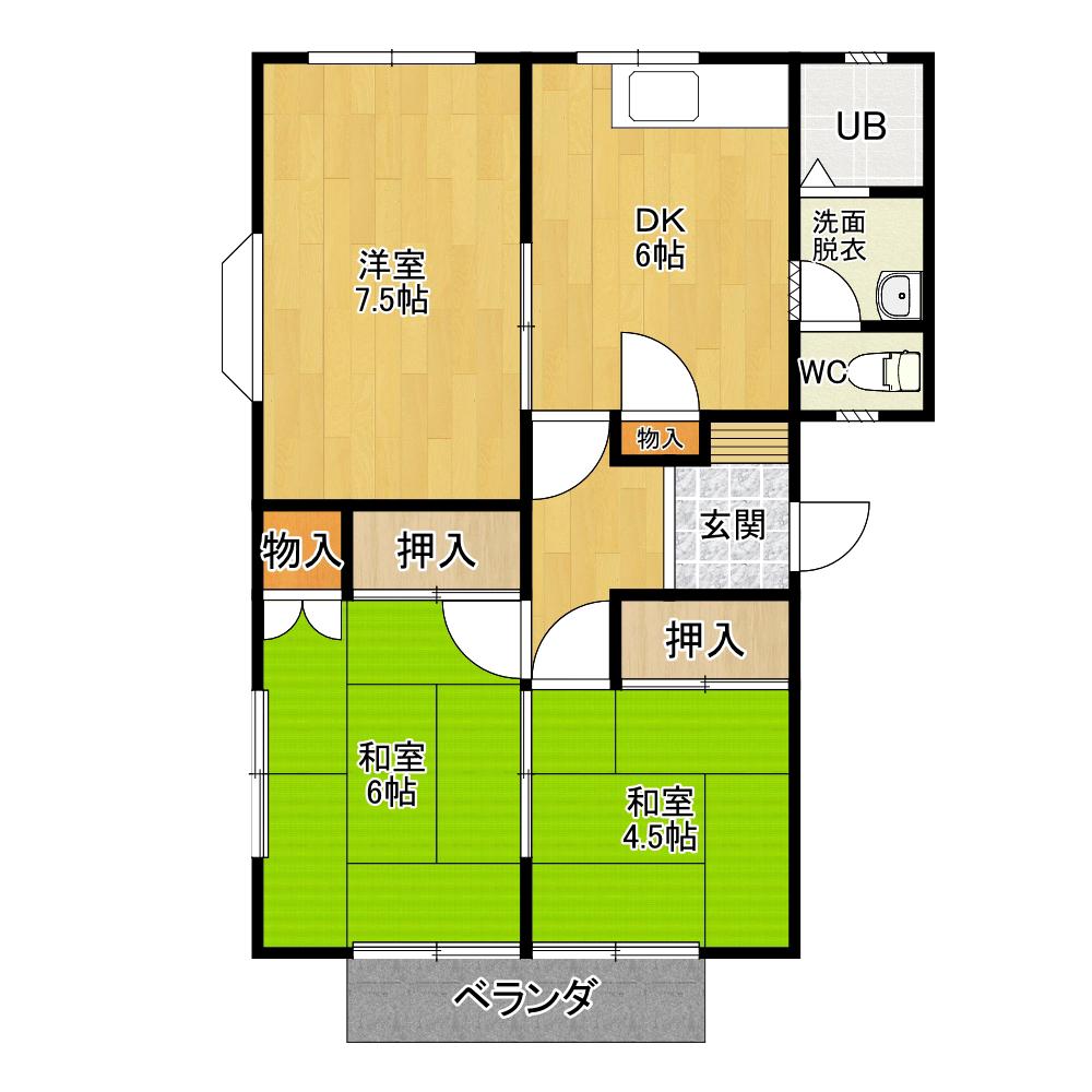 メゾニティー岩井(3DK/2階)の間取り写真