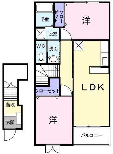 サーマルII(2LDK/2階)の間取り写真