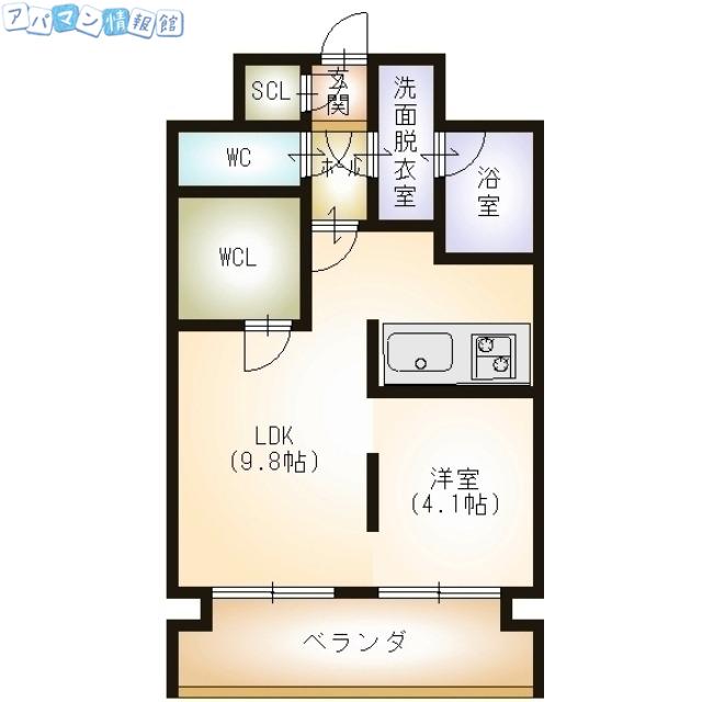 オクト川端町(1LDK/8階)の間取り写真