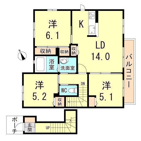 シーサイドビラⅦ(3LDK/2階)の間取り写真