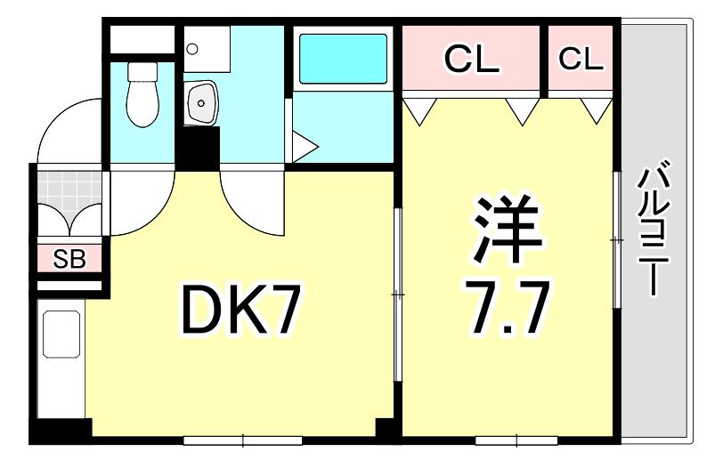 アヴニール西宮(1DK/3階)の間取り写真