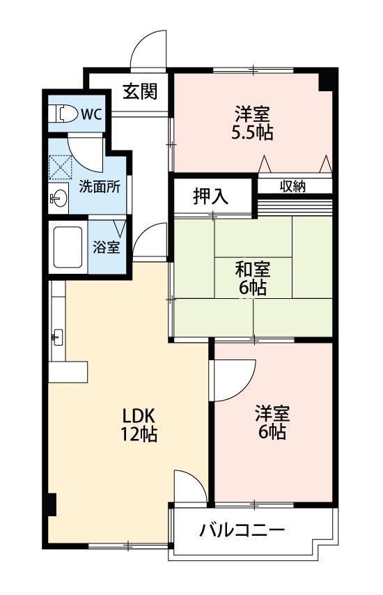 ダイヤモンド寿泉(3LDK/3階)の間取り写真