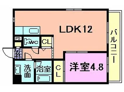 DEUX クレールひかり(1LDK/2階)の間取り写真