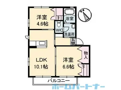 シャーメゾンソレイユ C棟(2LDK/1階)の間取り写真
