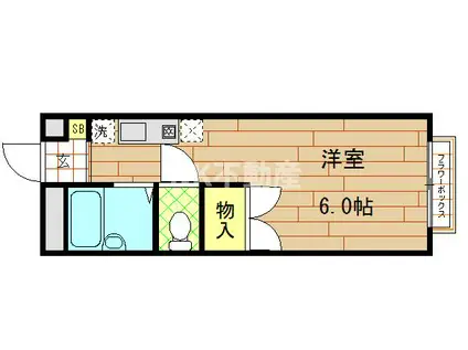 エステートピアナカタC棟(ワンルーム/1階)の間取り写真