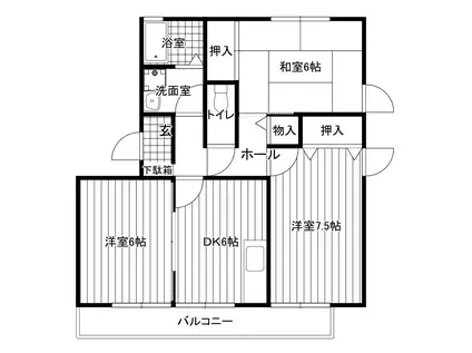 エルフィンビレッジ(3DK/2階)の間取り写真