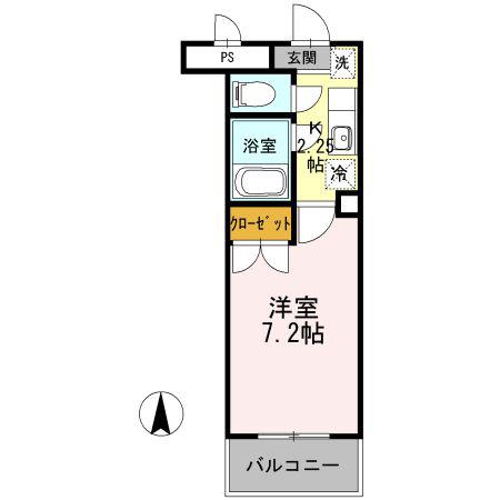 スカイハイム花園(1K/2階)の間取り写真