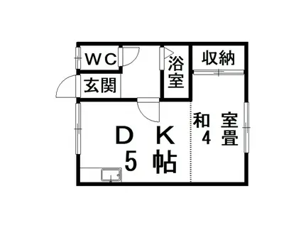 浅野第一ハイツ(1DK/2階)の間取り写真