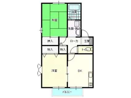 クレセントIII番館(2DK/1階)の間取り写真