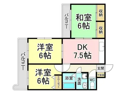 トーカンマンション平尾(3DK/2階)の間取り写真
