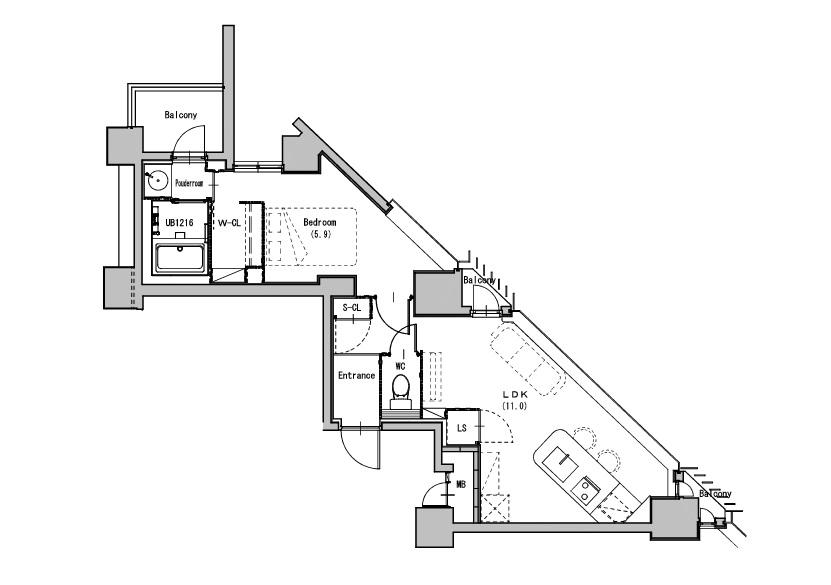 SK BUILDING-501(1LDK/3階)の間取り写真