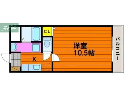 サンガーデン青江II(1K/2階)の間取り写真